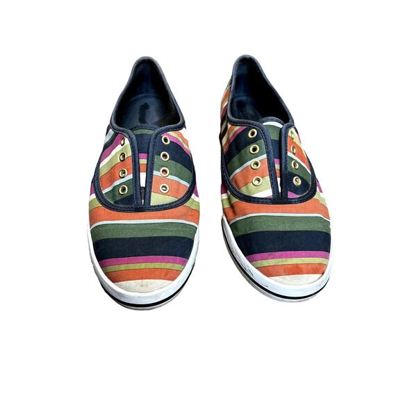 Coach size 8 Audrina striped sneakers low top lace-up colorful summery shoes - Picture 1 of 9